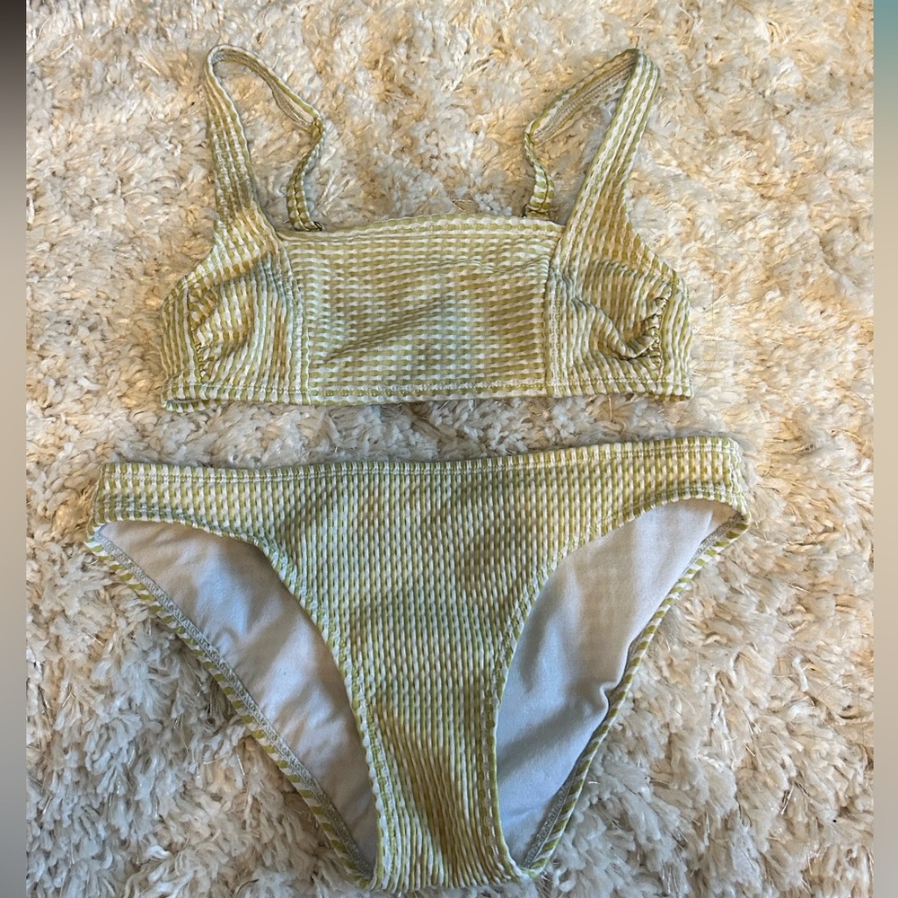 Xhilaration Green and White Striped Bikini